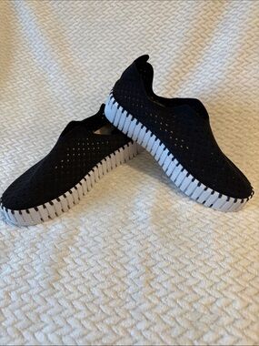 Ilse Jacobsen Tulip Platform Black Slip-On Sneakers with White Sole Size EU 40